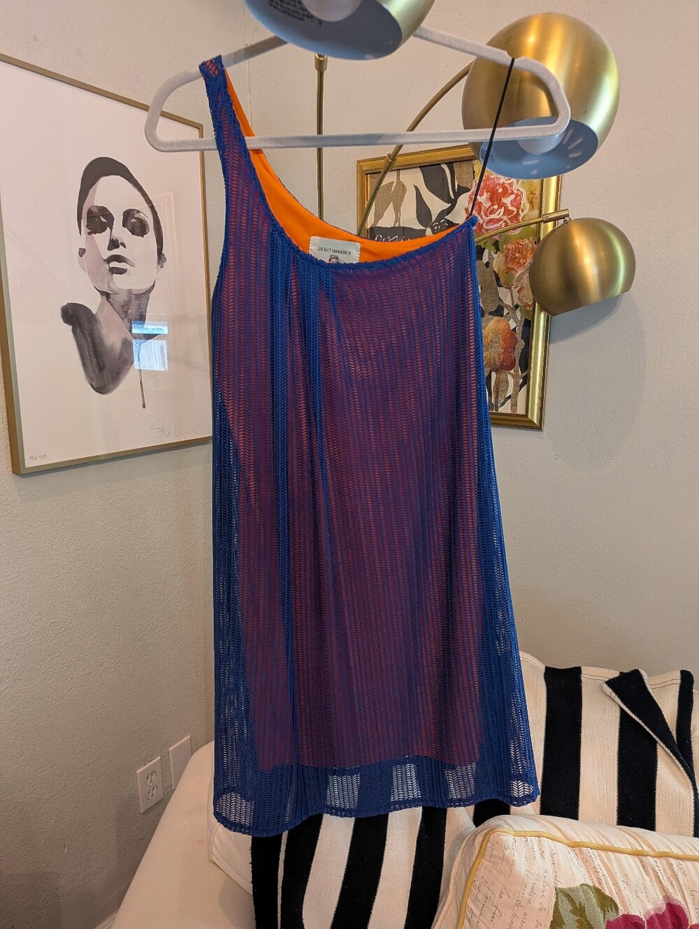 Judith March Blue and Orange One-Shoulder Dress